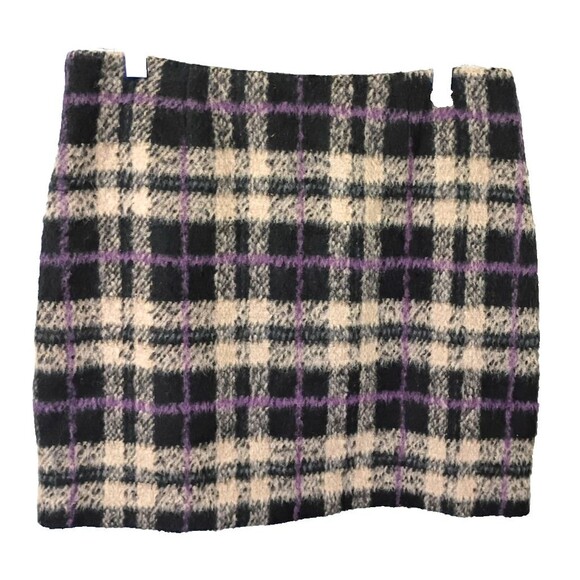 Boston Proper Wool Blend Skirt Size 10 Pencil Back Zip Black White Plaid Lined - Picture 1 of 10